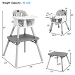 BABY JOY High Chair, 5 in 1 Convertible Highchair for Babies & Toddlers | Booster Seat | Table and Chair Set | Infant Feeding Chair with Removable Tray, Safety Harness, Removable Cushion (Gray)