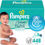 Pampers Baby Wipes Aqua Pure, 99% Water Based Wipes, Hypoallergenic and Unscented Infant Wipe, 336 Total (6 Flip-Top Packs)