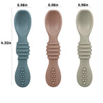PandaEar Baby Feeding Set, 3 Pack Toddler Plates with 3 Spoons, 100% Silicone Divided Suction Plate for Babies, BPA-Free, Dishwasher and Microwave Safe -Blue/Red/Brown