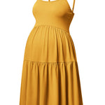 GINKANA Maternity Sleeveless Loose Dresses Adjustable Straps Dress for Pregnant Women Summer Baby Shower Slip Dress,Deep Yellow,XL