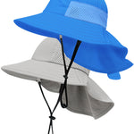 2-Pack Toddler Baby Sun Hat Kids Summer UPF 50+ for Boys Girls Adjustable Beach Hats with Bucket Wide Brim Age 1-7 Years