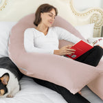 Meiz Pregnancy Pillows, Cooling Pregnancy Pillows for Sleeping, Maternity Pillow for Pregnant Woman, 65" Pregnant Pillows for Sleeping with Cooling Jersey Cover, Apricot