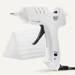 Amazon Basics Hot Glue Gun Kit with 30 Glue Sticks, High Temp for School Crafts, DIY Arts and Quick Home Repairs, Drip-Free Nozzle, Fast Drying, 20W, White