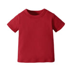 OPAWO Unisex Infant Baby Crew Neck T-Shirt 4 Pack Short Sleeve Solid Color Tees for Boys Girls (Black/White/Gray/Red, 18-24 Months)