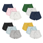Teach Leanbh Baby Boys Girls 3 Pack Athletic Shorts Cotton Soild Color with Drawstring (3-6 Months, Navy/Pink/White)