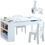 GABHX Kids Art Table and Chair Set, 3-in-1 Easel & Craft Table for Coloring Drawing Painting, Kids Art Desk Includes 6 Paint Cups, 6 Storage Bins & Paper Roll Holder