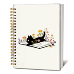 LIANGW Cat Notebook Journal for Teen Girls, Black Cats Floral Book Spiral Notebook for School Supplies, Cute Notebooks for School Aesthetic, Cat Lover Gifts for Women Men & Girls 5.5x8.3 Inch