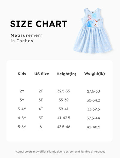 Disney Frozen Toddler Girl Dress Elsa Olaf Character Print Casual Sundress Sleeveless Summer Outfit School Holiday Clothes Blue 2T
