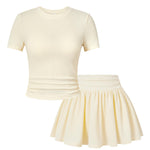 PATPAT Girls Skirt Sets Size 9-10 Years, Apricot Crop Tops and Elastic Waisted Pleated Skorts 2 Piece Outfits, Girls Y2K Outfits, Kids Clothes Summer Clothes Clothing Sets