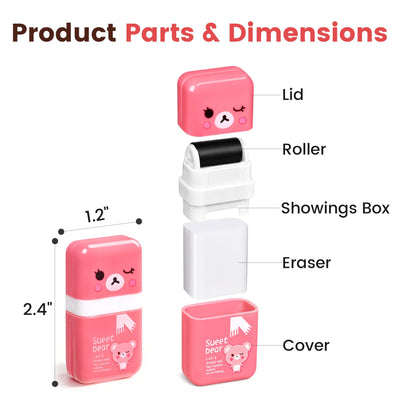 Sooez 12 Pack Pencil Erasers, Cute Erasers Pencil Eraser with Clean up Roller Pencil Eraser Shaving Roller Case Erasers for Party Favors Gift Supplies