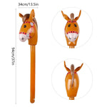 6PCS Inflatable Stick Horse,Blow Up Horse Head on Stick Pony Costume Western Cowboy Cowgirl Baby Shower Birthday Party Decorations Halloween Supplies Favors Props, 38 Inches (Brown)