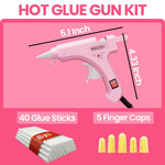 Amazzeo Mini Hot Glue Gun and Sticks Set 40pcs with 5 Fingers Safety Caps - Kids & Home Use Gun, Pistola De Silicona Caliente School Projects & Quick Repairs Small Glue Gun for Crafts