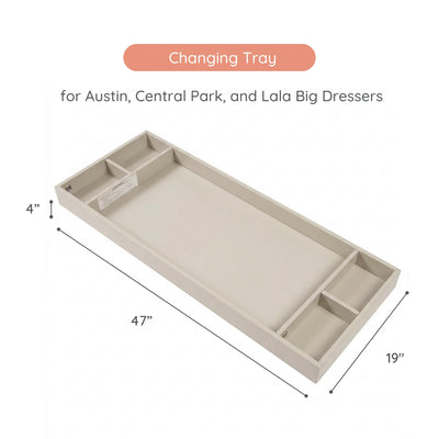 dadada Baby Changing Tray – Universal Table Topper for 48" Dressers – Fits dadada Models Austin, Central Park, and Lala 6-Drawers - Fits Standard Changing Pad – Sturdy & Easy to Assemble - Almond Milk