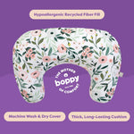 Boppy Nursing Pillow - Firm, Ergonomic U-Shaped Bottle and Breastfeeding Pillow with High Lift for Comfort and Support, Spacious Surface - Pink Garden Flowers