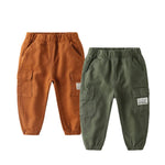 Feidoog Toddler Baby Boys 2 Pack Sweatpants Solid Cotton Elastic Waist Trousers Active Jogger Pants,Green+Coffee,2-3T
