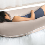 QUEEN ROSE Pregnancy Pillow, U Shaped Full Body Pillows for Sleeping Support, 65 Inch Maternity Pillow for Pregnant Women, Beige