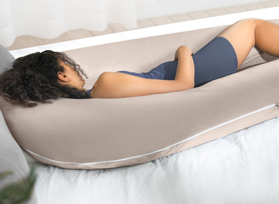 QUEEN ROSE Pregnancy Pillow, U Shaped Full Body Pillows for Sleeping Support, 65 Inch Maternity Pillow for Pregnant Women, Beige