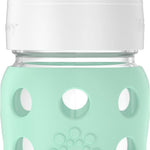 Lifefactory 8-Ounce Wide Neck Glass Baby Bottle with Protective Silicone Sleeve and Stage 2 Nipple, Mint (LG2211WMI4)