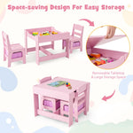 Costzon Kids Table and Chair Set, 3 in 1 Wooden Activity Table for Toddlers Arts, Crafts, Drawing, Reading, Playroom, Toddler Table and Chair Set w/ 2 in 1 Tabletop, Storage Space, Gift for Boy & Girl