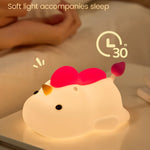 joyful xinghai Unicorn Night Light for Kids, Soft Silicone Tap Control Lamp with 30-Min Auto-Off Timer, Rechargeable Portable LED Bedroom Bedside Light for Baby Nursery Toddler