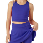 PATPAT Girls Skirt Sets Size 7-8 Years, Purple Crop Tank Tops and Elastic Waisted Skorts 2 Piece Outfits, Girls Workout Outfits, Activewear Athletic Sets Summer Clothes