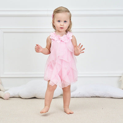 WZSYGDTC 0-24 Months Baby Party Dress Infant Girls One-Piece Romper Jumpsuit (Pink, 3-6 Months)