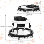 Baby Walker Foldable with 9 Adjustable Heights, Baby Walker with Wheels Portable, Infant Toddler Walker for Baby Boy Girls 6-18 Months (Black)