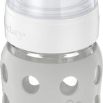 Lifefactory 8-Ounce Wide Neck Glass Baby Bottle with Protective Silicone Sleeve and Stage 2 Nipple, Stone Grey (LG2211WCG4)
