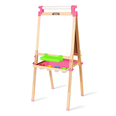 JOYOOSS Easel for Kids Art Easel Kids Easels for Toddlers,Wooden Kid Easel with Paper Roll - Chalkboard for Kids Adjustable Double Sided Kids Dry Erase Board, Outdoor Easel for Kids Art Easel Toddler