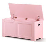 SUPER DEAL Storage Chest, 39 inches Chest Box Organizer with 2 Safety Hinges, Wooden Entryway Shoe Organizer Storage Bench, Pink