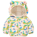 AIWUHE Baby Winter Hooded Down Jacket Boys Girls Light Warm Puffer Coats Toddler Bear Ears Zipper Up Down Coats Outwear Beige Giraffe 18-24 Months 100