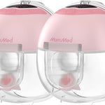 MomMed S33 Wearable Breast Pump – Double Hands-Free Electric Breast Pump with 4 Modes, 9 Suction Levels, Night Light, Portable Quiet & Rechargeable, 17/19/21mm Flange Inserts (Pink, 2 Pack)