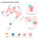 Baby Girl Sun Hat with UPF 50+ Outdoor Adjustable Beach Hat with Wide Brim Bucket Hats (12-24 Months, Strawberry -Pink)