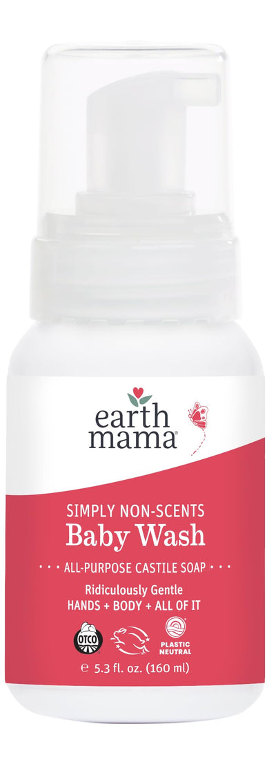 Earth Mama Simply Non-Scents Baby Wash bottle on a white background