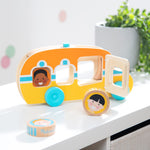 Melissa & Doug GO Tots Wooden Roll & Ride Bus with 3 Disks School Bus Toys for Babies and Toddlers - FSC-Certified Materials