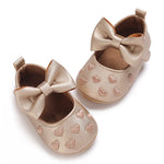 LAFEGEN Baby Girls Mary Jane Flats with Bownot Non Slip Soft Sole PU Leather Newborn Infant Toddler First Walker Cirb Dress Shoes(12-18 Months Toddler 21 Golden)