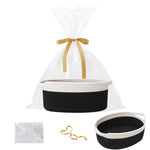Gift Basket with Gift Bag and Ribbons,Small Rope Woven Shelf Storage,Baskets for Gifts Empty,Birthday,Shower,Decorative Organizer Box for Cat Dog Pet with Handles(White)