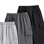 Nivne Tco Boys Casual Pants-Solid Color Soft Trousers- Toddler Boys 3 Pack Sweatpants Set (5 Years)