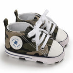 KKIIDDSS Unisex Baby Girls Boys Canvas High-top Shoes, Newborn Infant Anti-Slip Soft Sole Frist Walking Sneakers (A03/Army Green,0-6 Months)