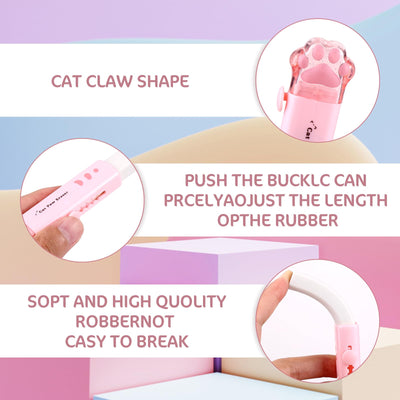 Amaxiu Cute Cat Paw School Supplies - 4PCS Kawaii Erasers & 2PCS Retractable Pencil Sharpeners for Office, Home, School