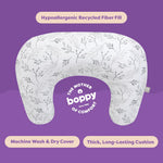 Boppy Nursing Pillow - Firm, Ergonomic U-Shaped Bottle and Breastfeeding Pillow with High Lift for Comfort and Support, Spacious Surface - Gray Gentle Leaves
