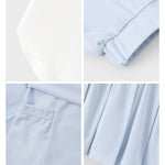 PATPAT Girls 2 Piece Tennis Skirt Set Size 10-11 White Tank Tops and Blue Skort Athletic Sets Sleeveless Shirts + High Waisted Pleated Skirt 2 Piece Outfits Girl Summer Clothes Workout Outfit