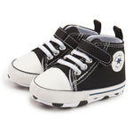 KKIIDDSS Unisex Baby Girls Boys Canvas High-top Shoes, Newborn Infant Anti-Slip Soft Sole Frist Walking Sneakers (C01/Black,12-18 Months
