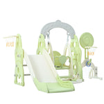 Merax Lollipop 6-in-1 Toddler Slide, Kids Slide and Swing Set with Basketball Hoops, Soccer Goal & Ring-Toss Game, Indoor Outdoor Playground Slide for Toddlers 1-3