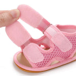 E-FAK Baby Boys Girls Summer Sandals Closed-Toe Non-Slip Rubber Sole Toddler Infant First Walker Shoes(0-6 Months Infant,01 Pink)