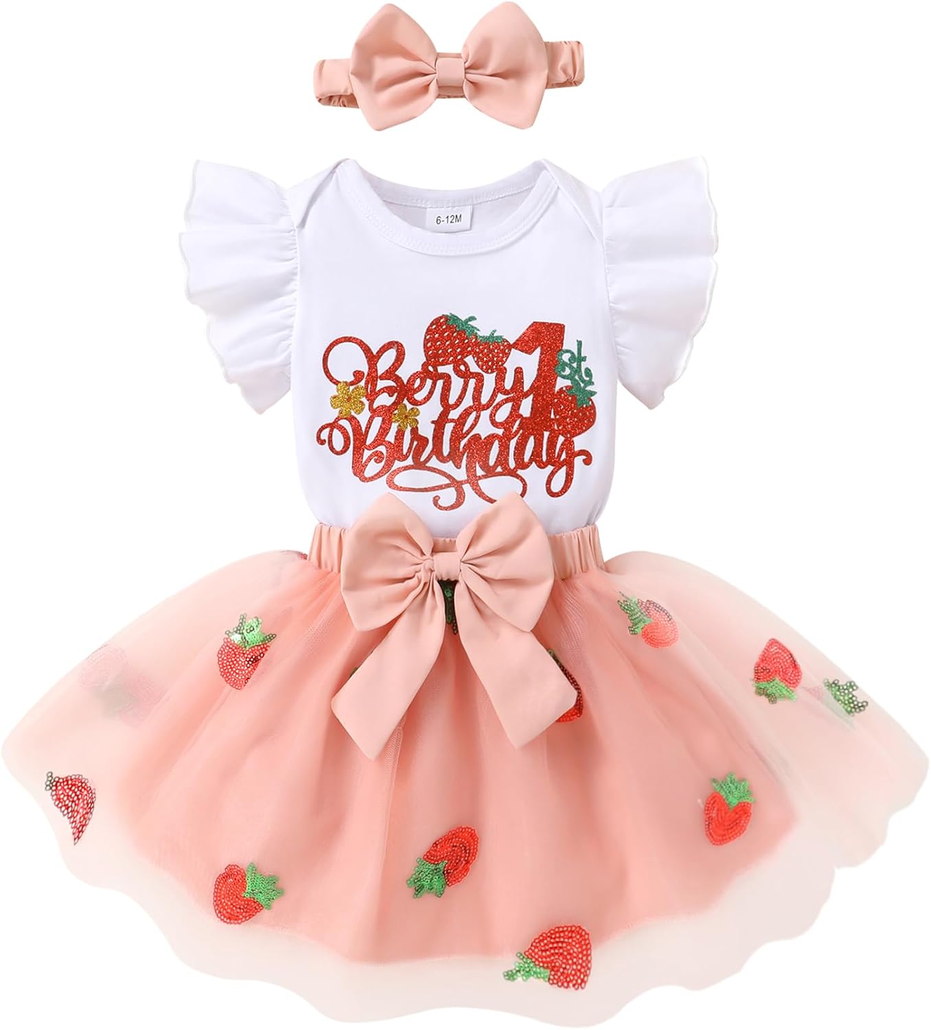 Newborn Baby Girls My 1st Birthday Dress Infant Shiny Printed Sequin Bowknot Tutu Princess Dress