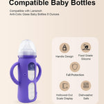ZCH 4-Pack Silicone Sleeves with Handles for Lansinoh Glass Bottles, BPA-Free Drop-Resistant Baby Bottle Sleeves with Handles, Compatible with Lansinoh Anti-Colic Glass Baby Bottles (8 oz)