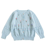 Baby Girls Cotton Cardigan Spring Autumn Thin Sweater Kids Long Sleeve Coat Top Sky Blue