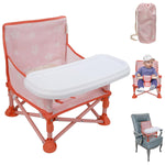 Portable 3-in-1 Baby Booster Seat, Cozy Floor Seat, Feeding Seat with Tray, Compact Foldable Toddler Booster with Child Safety Belt Carry Bag, Perfect for Travel (Sand Checker)