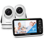 HelloBaby video baby monitor with two cameras and a display screen on a white background